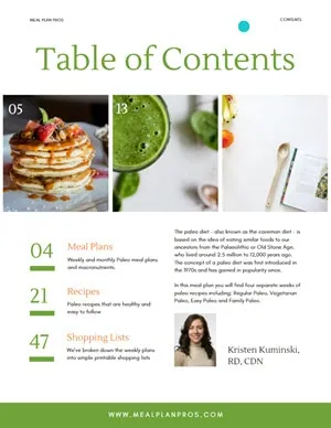 Paleo Diet Table of Contents