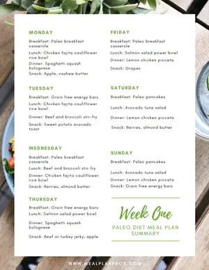Paleo Diet Week Summary