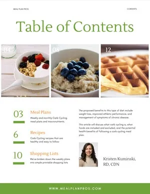 Carb Cycling Diet Table Of Contents