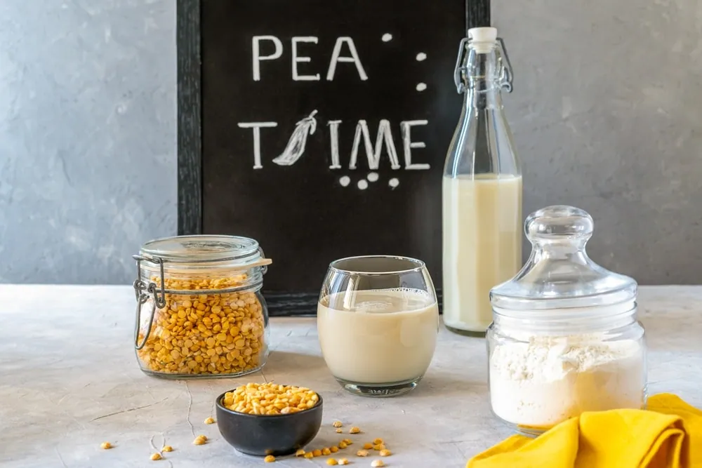 Healthy,Pea,Products, ,Milk,,Flour,And,Seeds ,Concrete,Background,
